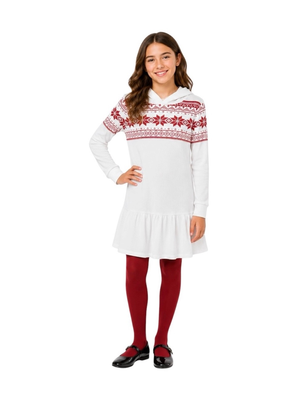 Polo Ralph Lauren Girls Fair Isle Waffle-Knit Hooded Dress NWOT